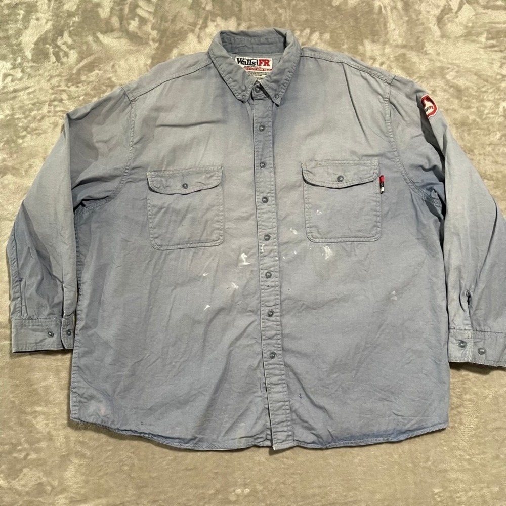 Walls FR Shirt Mens 3XL Blue Flame Resistant Workwear Mechanic Welding